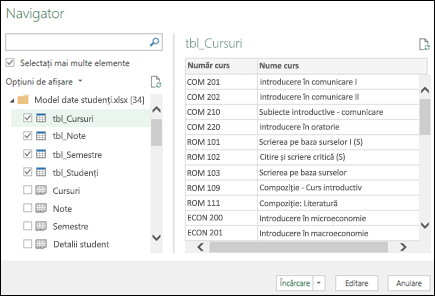 Obțineți Navigatorul & Transformare (Power Query)