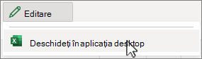 Deschideți captura de ecran a aplicației desktop Excel