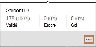 Fereastra pop-up cu valorile de calitate