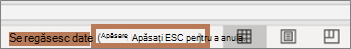 Mesaj afișat la reîmprospătare și comandă de utilizat pentru a opri reîmprospătarea (ESC)