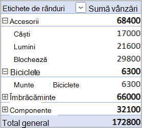 The default Layout form with the Value field in the Rows area