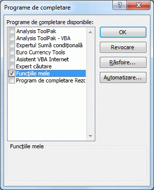 add-ins dialog box