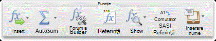 Formulas tab, Function group