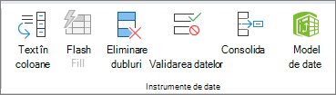 Grupul Instrumente de date din fila Date