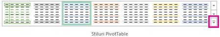 Butonul Mai multe în galeria Stiluri PivotTable