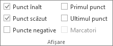 Captură de ecran care afișează grupul Afișare pe fila Proiectare a Instrumentelor sparkline