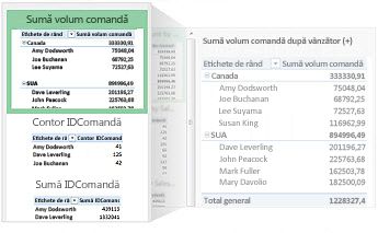 Rapoarte PivotTable recomandate pentru datele dvs.