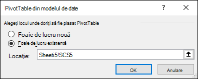 PivotTable din Tabel de date