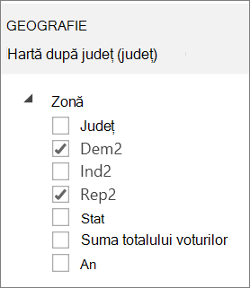 Lista Zonă din Panoul de activități