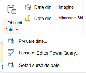 Meniul Preluare date din panglică.