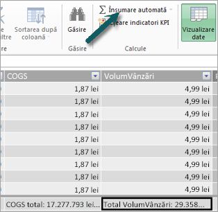 AutoSum button in Power Pivot