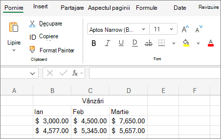 Captură de ecran cu lista verticală Alegeți o altă dimensiune de font.