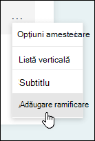 Opțiunea Ramificare în Microsoft Forms