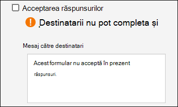 Setarea Colectați răspunsuri pentru formulare și teste