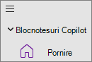 Opțiunea blocnotesuri Copilot din OneNote