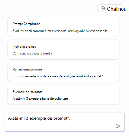O listă de solicitări pentru a începe crearea unui agent