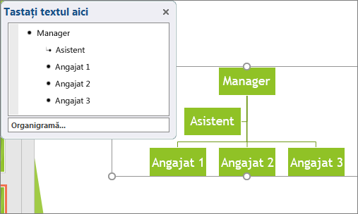Afișează un exemplu de organigramă SmartArt