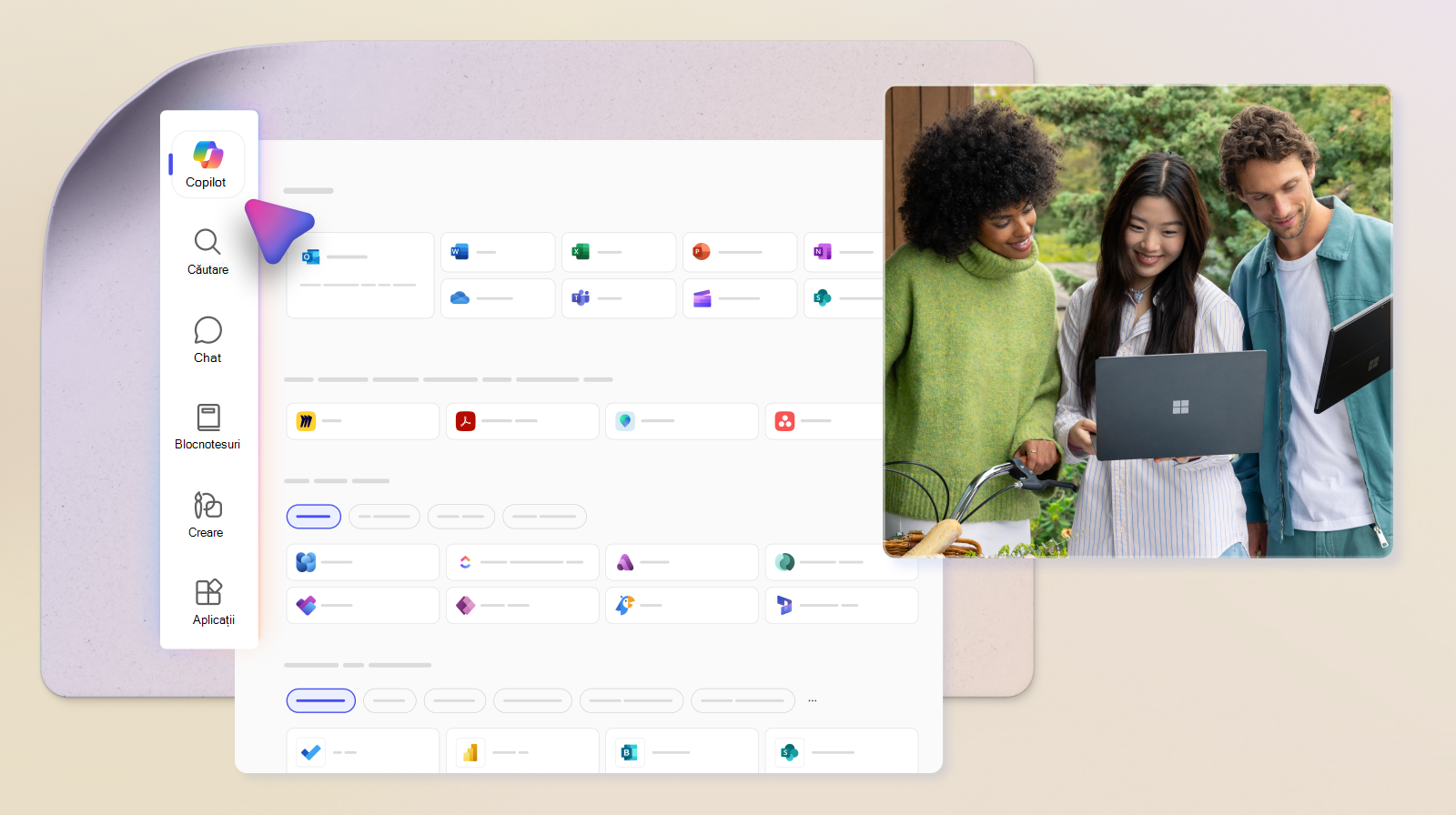 Imagine cu ecranul Copilot în Microsoft 365