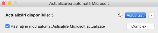 Fereastra Microsoft AutoUpdate atunci când sunt disponibile actualizări.