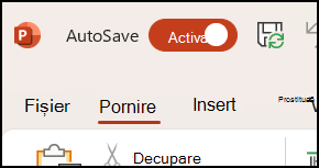 Comutatorul Salvare automată în Office