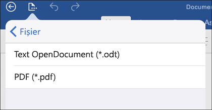Atingeți Export fișier > pentru a exporta documentul în PDF