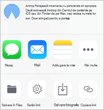 Captură de ecran a butonului Salvați fotografia din aplicația OneDrive de pe iOS