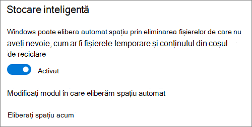 Comutatorul Stocare din Windows 10 pentru a activa Stocare inteligentă