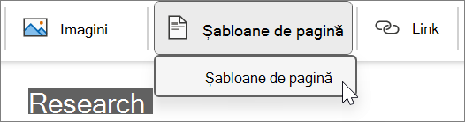 Șabloane de pagină aflate sub fila Inserare