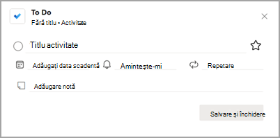 Captură de ecran afișând caseta de dialog pop-up De făcut.