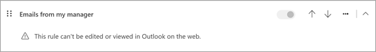 Această regulă nu poate fi editată sau vizualizată în Outlook pe web