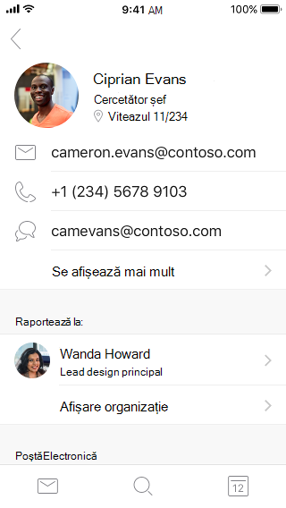 Exemple de cărți de vizită care prezintă informații de contact și informații suplimentare