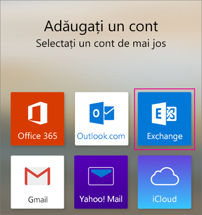 Adăugați un cont Exchange
