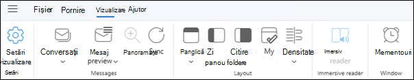 Fila Vizualizare din noul Outlook pentru Windows