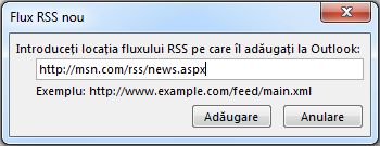Introduceți URL-ul fluxului RSS