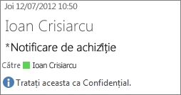 E-mail marcat drept Confidențial