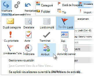 Comanda de activitate atribuită de pe panglică