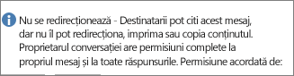 Mesaj Nu se redirecționează adăugat la mesajul de e-mail.