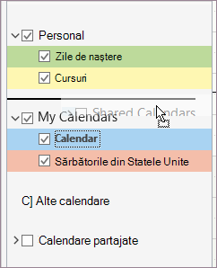 Mutarea unui grup de calendare