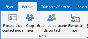 Selectați Persoană de contact nouă pentru a crea o persoană de contact nouă.
