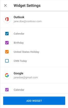 Adăugarea widgetului Calendar pe Android