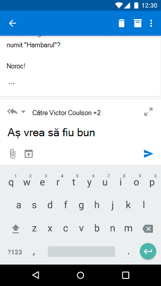 Compunerea unui mesaj de e-mail în Outlook Mobile