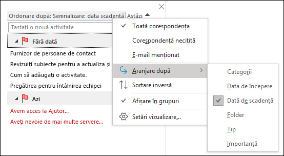 Aranjarea activităților