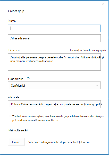 Crearea unui grup