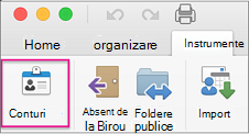 On the Tools tab, click Accounts