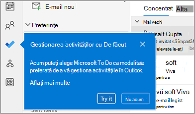 Captură de ecran afișând caseta albastră cu explicație de predare.