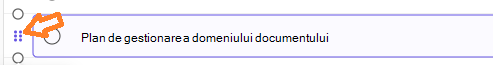 Ghidaj cu șase puncte utilizat pentru a selecta un rând de activitate.