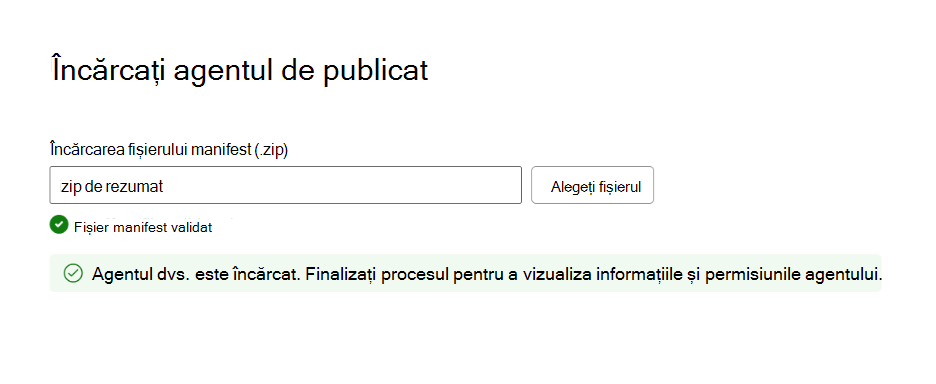 Captură de ecran care afișează detaliile unei validări reușite a pachetului.