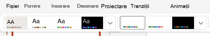 Captură de ecran a filei Alegeți o temă de proiectare