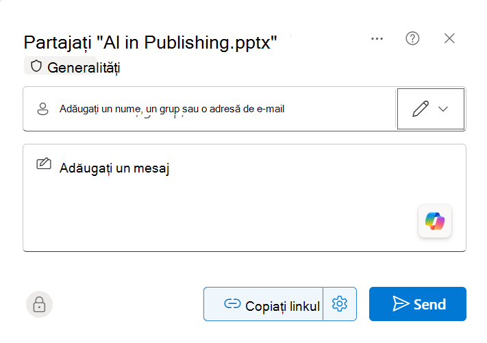 Captură de ecran a opțiunii Doar editare, care le permite altor persoane să vă editeze fișierul.