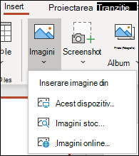 Locația de inserare a imaginii în panglică.